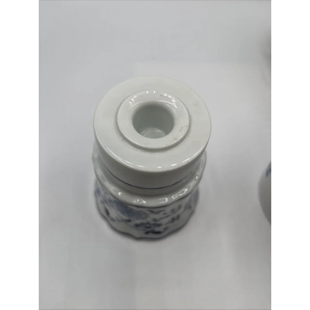 Blue Danube Blue white Porcelain Candle Stick Holder Replacement 4 3/4